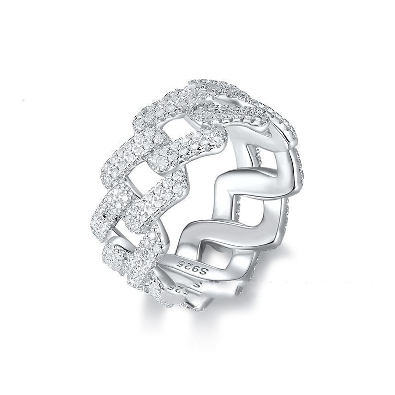 925 Silver Inlaid Moissanite Hip-Hop Full-Cover Ring