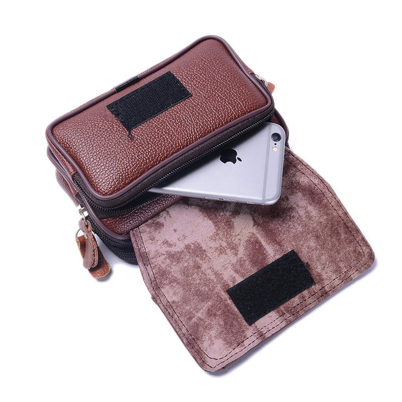 Business-style Horizontal Phone Bag With Belt Made Of PU Leather Waist Pouch