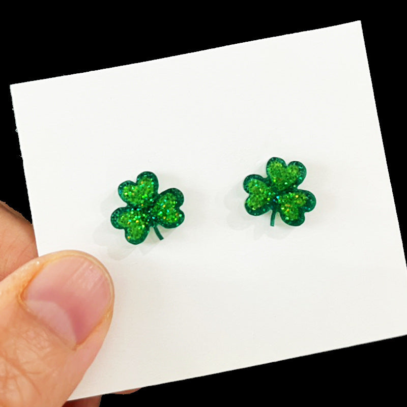 Lucky Happy Clover Rainbow Piggy Bank Earrings