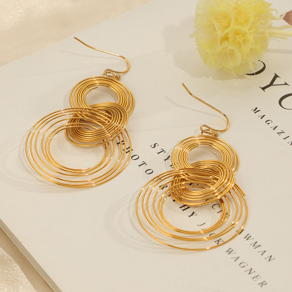 New Stylish Niche-design Titanium Steel Gold-plated Geometric Earrings