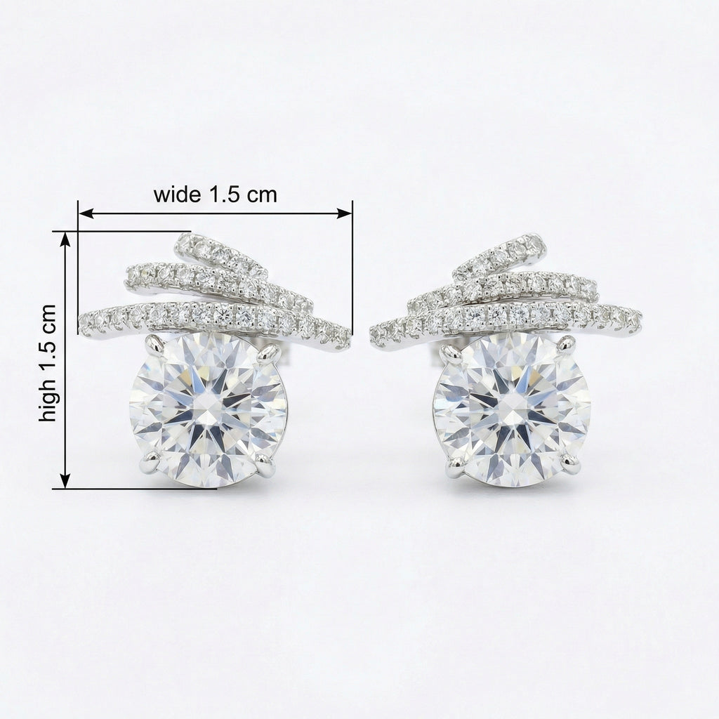 925 Sterling Silver Exquisite Radiant Sunny Gemstone Studs with Sparkling Ribbon Accents and Shimmering Pavé Details