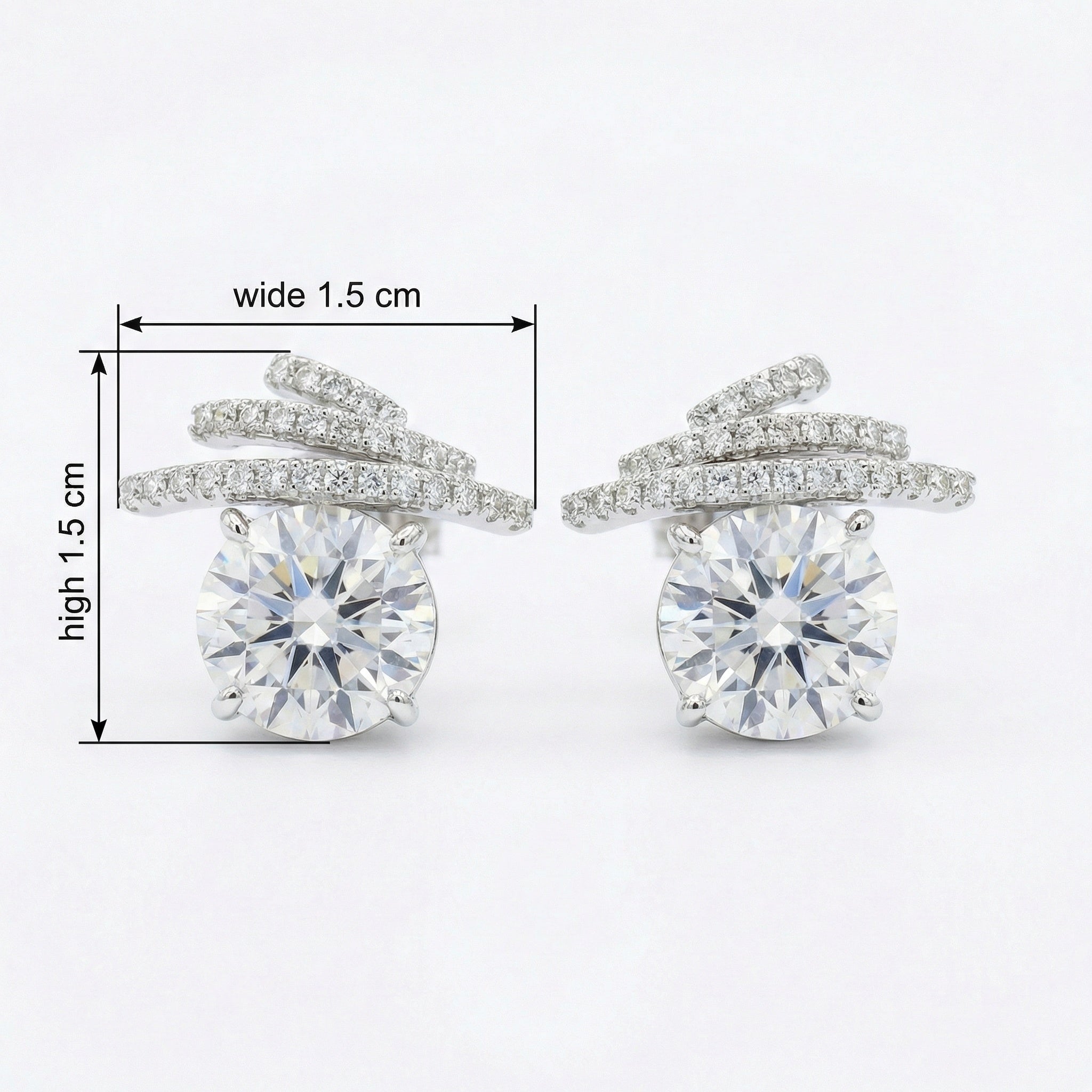925 Sterling Silver Exquisite Radiant Sunny Gemstone Studs with Sparkling Ribbon Accents and Shimmering Pavé Details