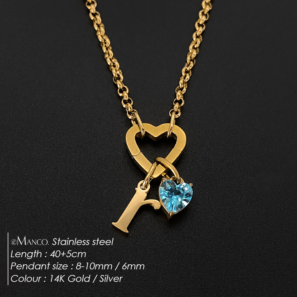 Titanium Steel Necklace With 26 English Letters That Does Not Fade And Is Washable