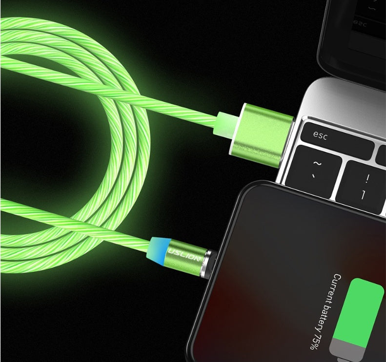 Compatible with Apple , LED Magnetic USB Phone Cable Micro Type C Charger Fast Charging Magnet Charge Cord