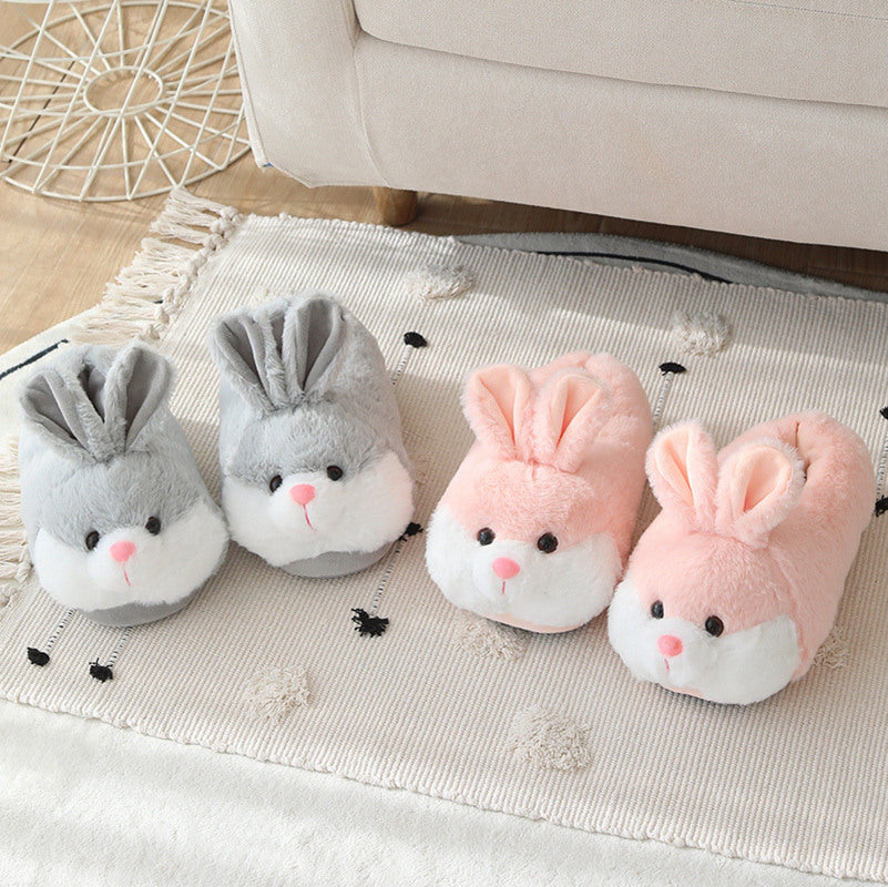 Autumn And Winter Cartoon Cute Bunny-heeled Cotton Slippers