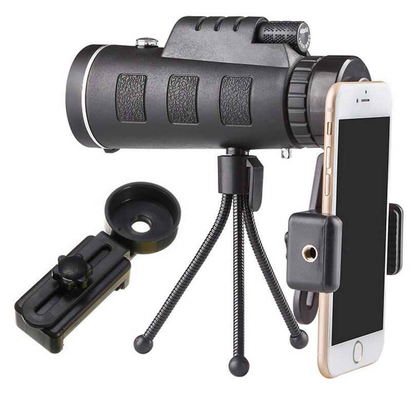 Compatibile con Apple, telescopio monoculare con zoom e bussola, clip per telefono, treppiede