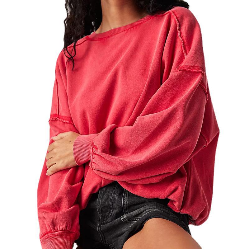 Multicolor Casual Loose-fit Long-sleeve Fringed Pullover Hoodie For Women