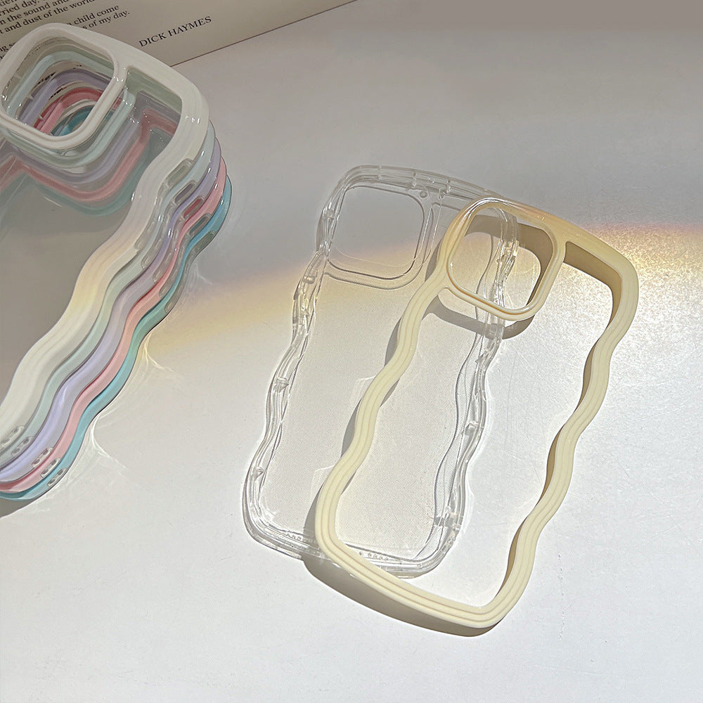 Wave Border Mobile Phone Case Solid Color Simple Candy Color TRENDFLOW