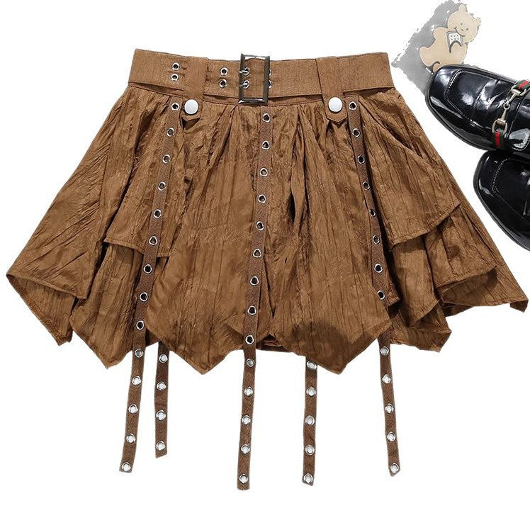 Irregular Ribbon South Korean Dongdaemun Women's Wear Ruffled Pleated Tutu Skirt