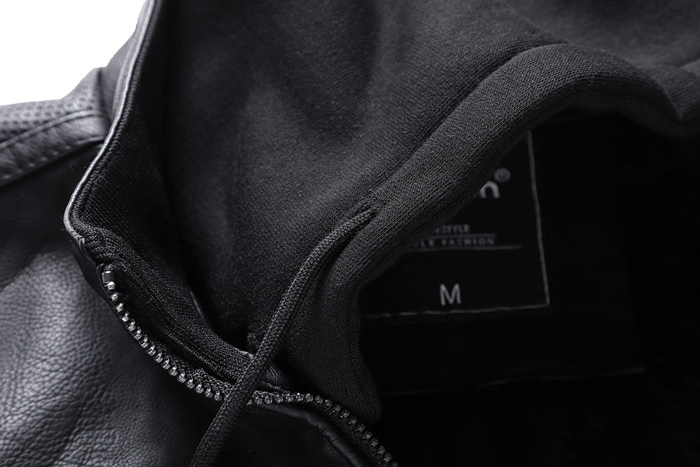 Giacca invernale in pelle PU con collo alto da uomo