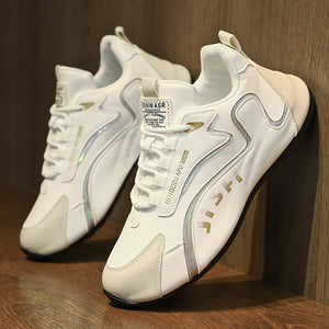 Leather White Grey