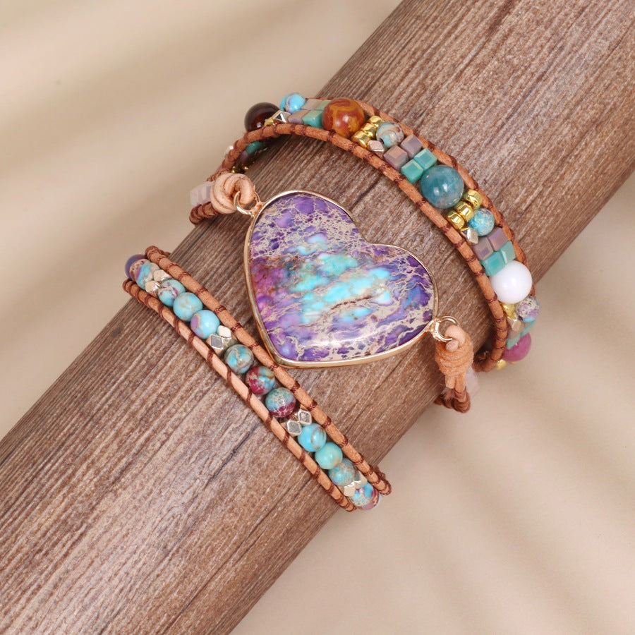 Retro Purple Multi-color Woven Bracelet With Multiple Layers Of Winding
