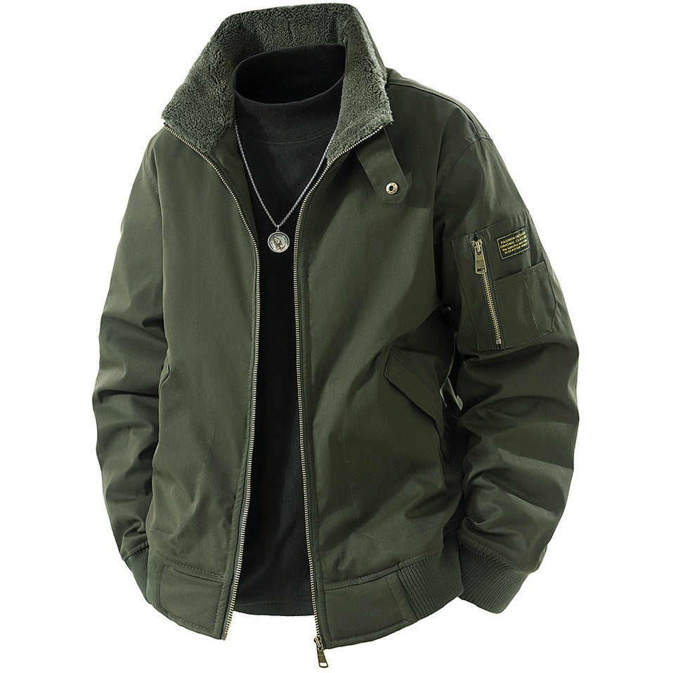 Men's Pure Cotton Fleece-lined Thickened Jacket