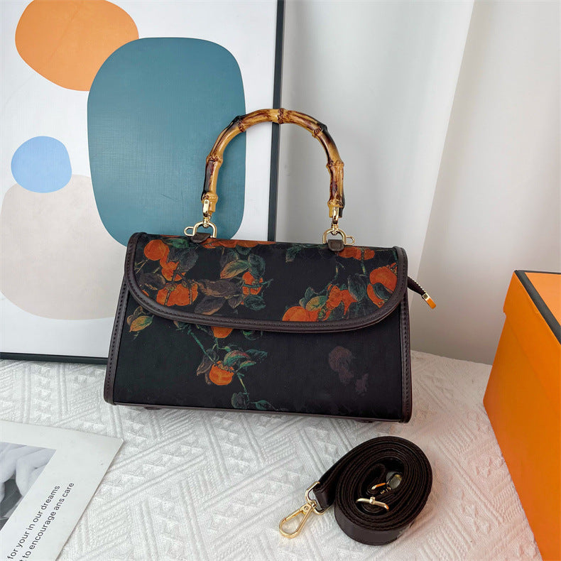 Vintage Chinese-style Handbag With Atmospheric Retro Patterns Made From Xiangyun Silk