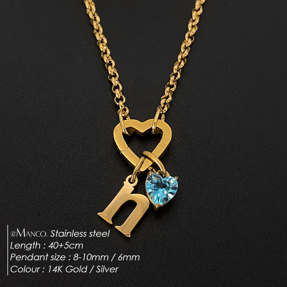 Titanium Steel Necklace With 26 English Letters That Does Not Fade And Is Washable