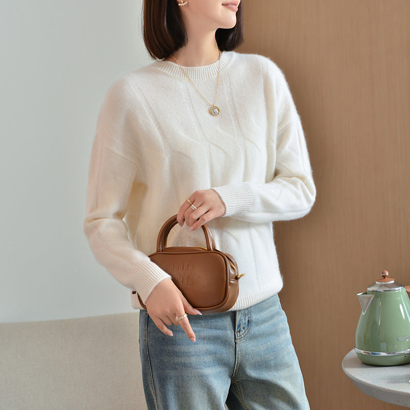 Women's Crew-neck Minimalist-style Loose-fit Sweater