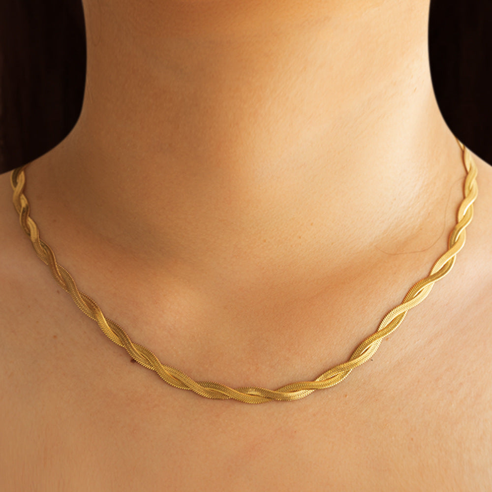 Stylish Braided Wrap Stainless Steel 18K Necklace