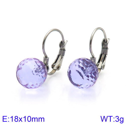 10mm Glass Crystal Ear Hooks Womens Titanium Steel Earrings