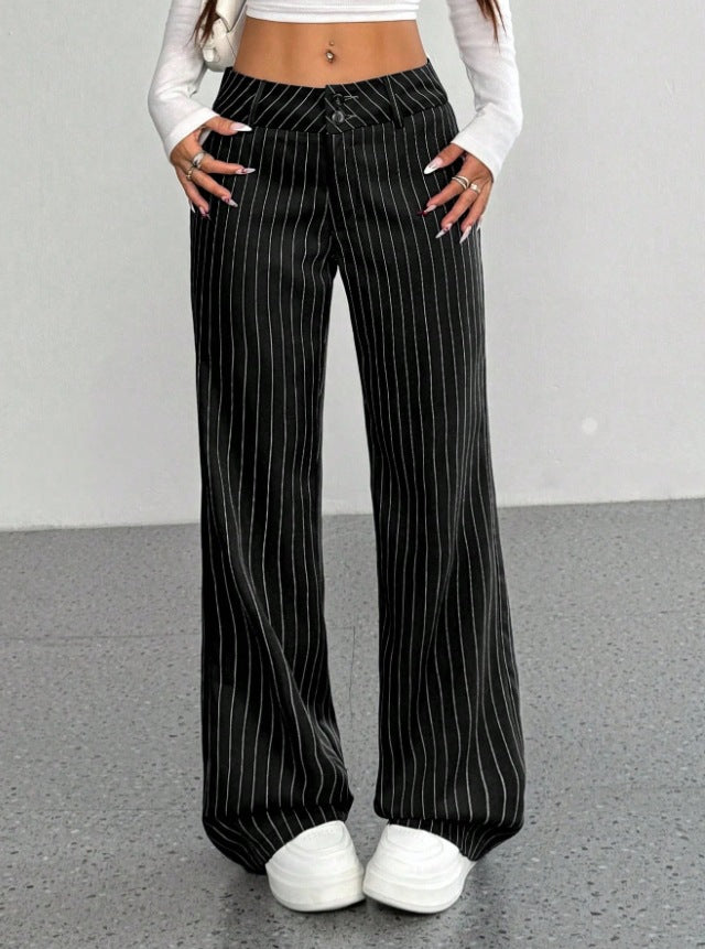 New Women's Korean And Japanese Slim-fit Striped Flared Casual Pants