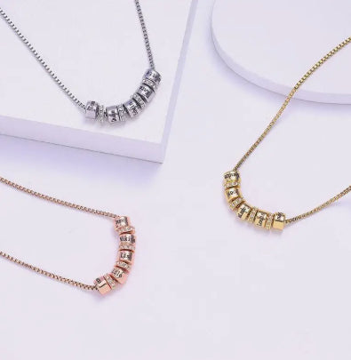 Fashion Diamond Engraved Stainless Steel Necklace Personalized Women's Everyday Pendant