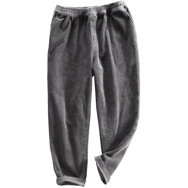 Men's Winter Corduroy Solid-Color Thermal Padded Casual Trousers With Elastic Waist TRENDFLOW