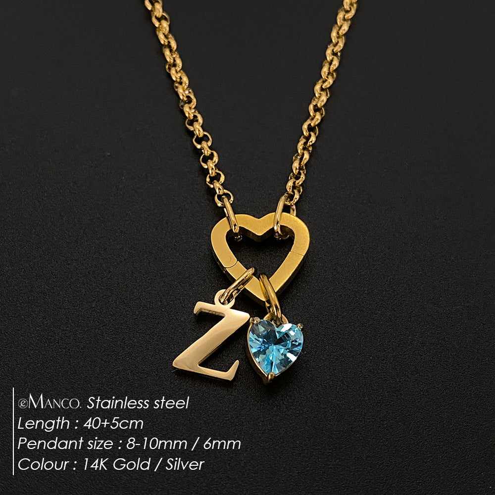 Titanium Steel Necklace With 26 English Letters That Does Not Fade And Is Washable