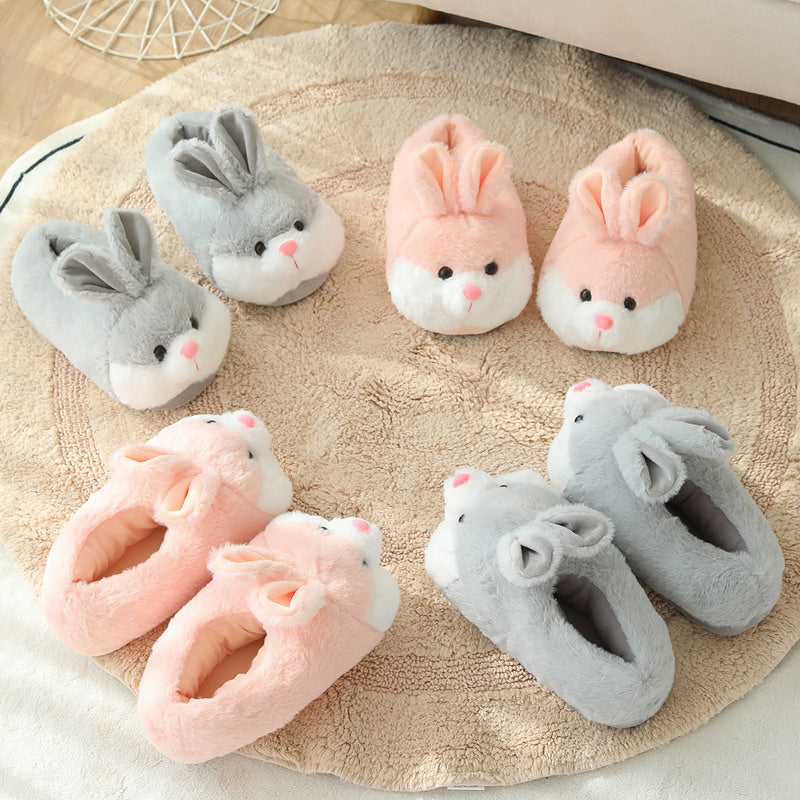 Autumn And Winter Cartoon Cute Bunny-heeled Cotton Slippers
