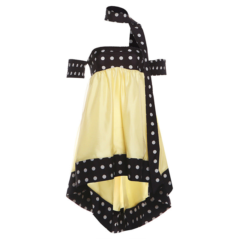 Irregular Print Polka-Dot Fashionable Off-Shoulder Sexy Dress For Women