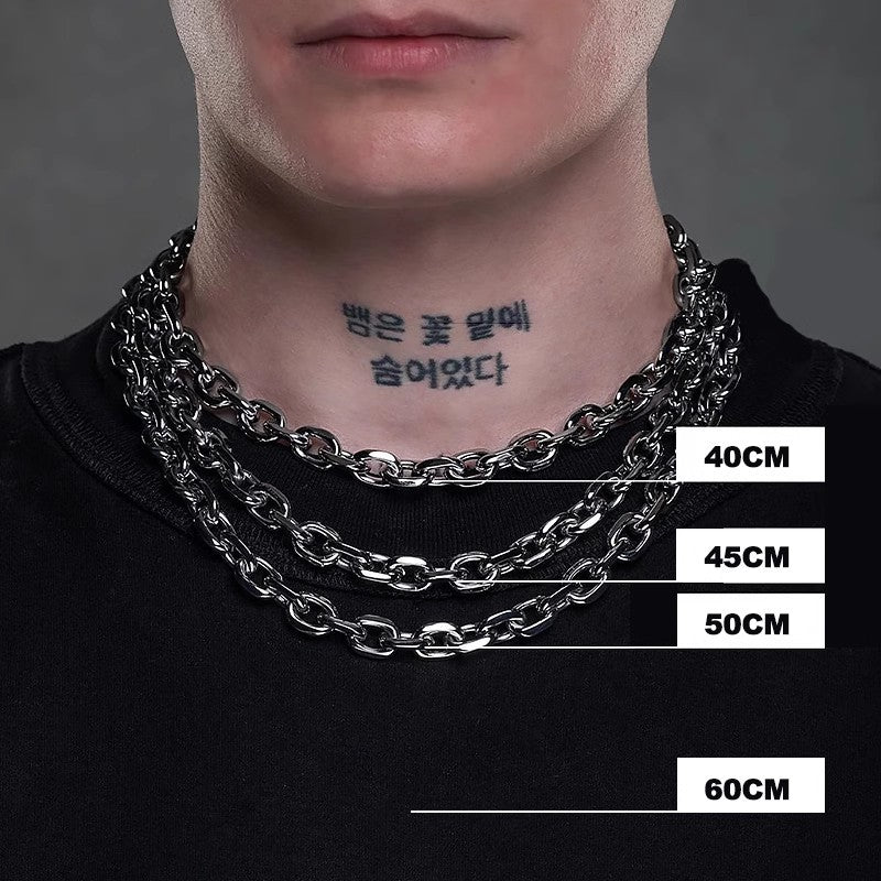 Mens Casual Versatile Stainless Steel Cuban Titanium Steel Necklace