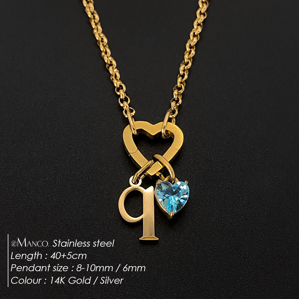 Titanium Steel Necklace With 26 English Letters That Does Not Fade And Is Washable