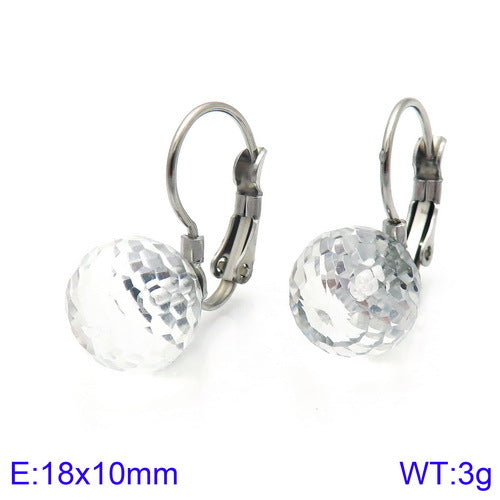 10mm Glass Crystal Ear Hooks Womens Titanium Steel Earrings