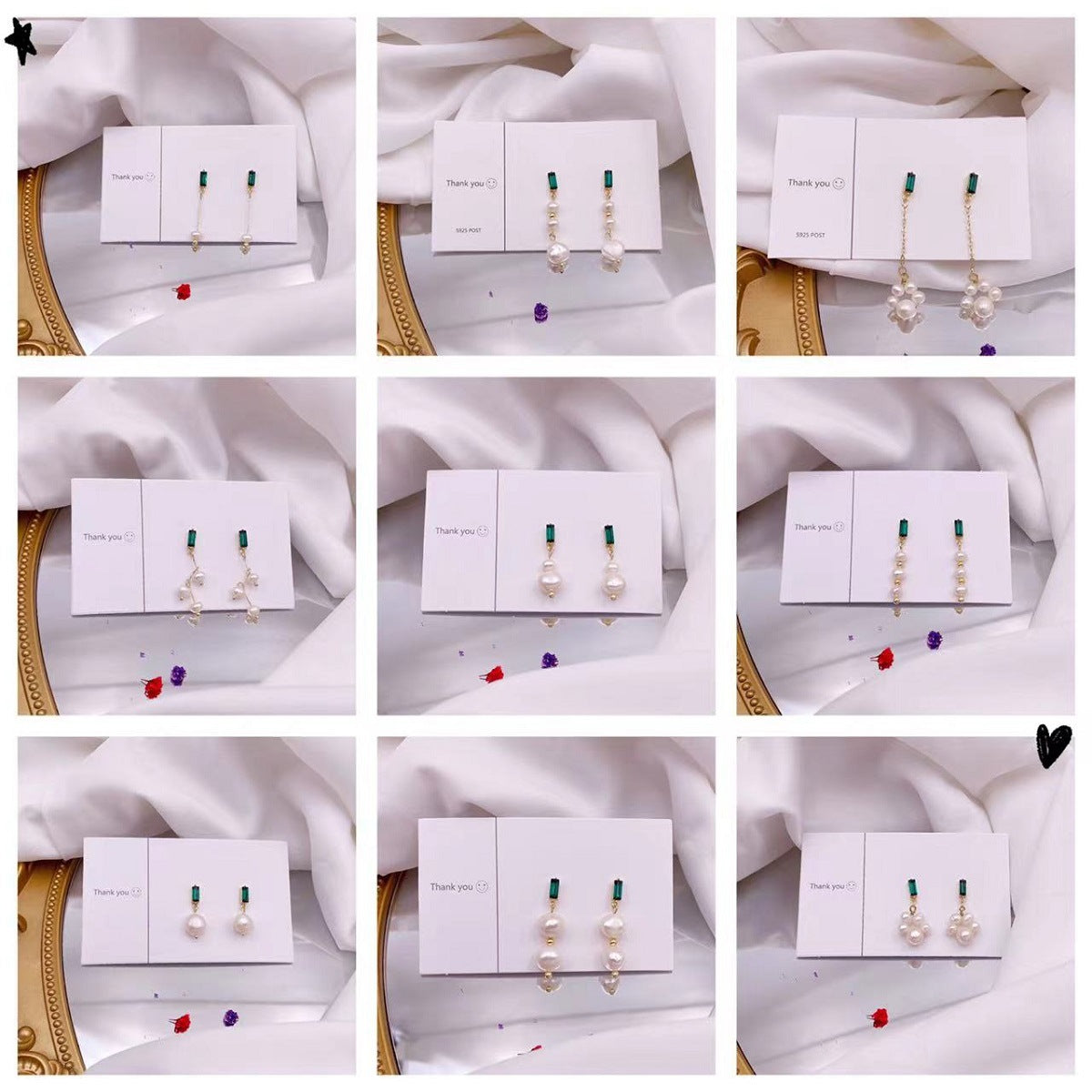 Freshwater Pearl Earrings For Women Unique Design With Green Zircon