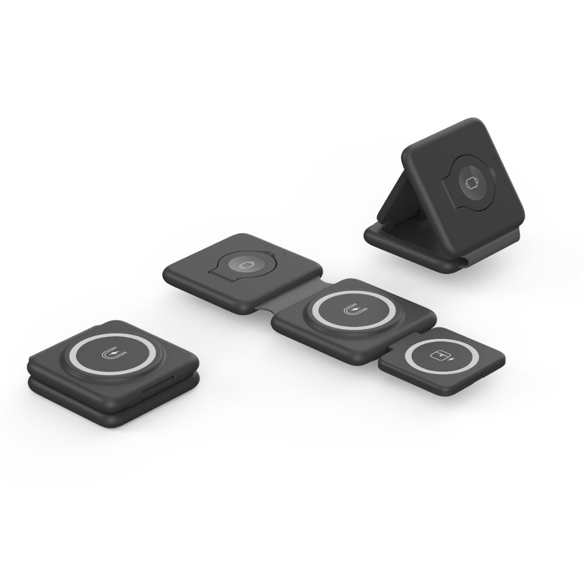 Caricabatterie wireless pieghevole con ventosa magnetica 3 in 1