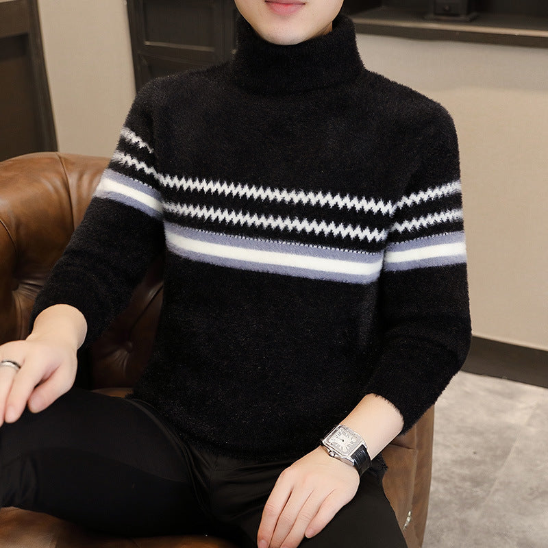 Knitted Gold Mink Sweater With A Turn-up Collar