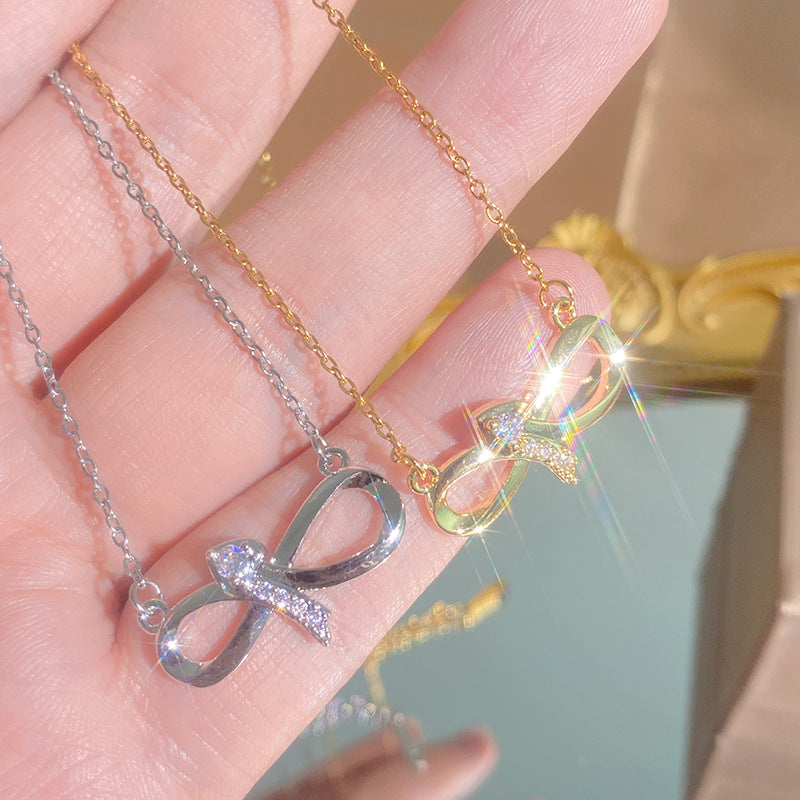 Womens Bow-Tie Titanium Steel Necklace