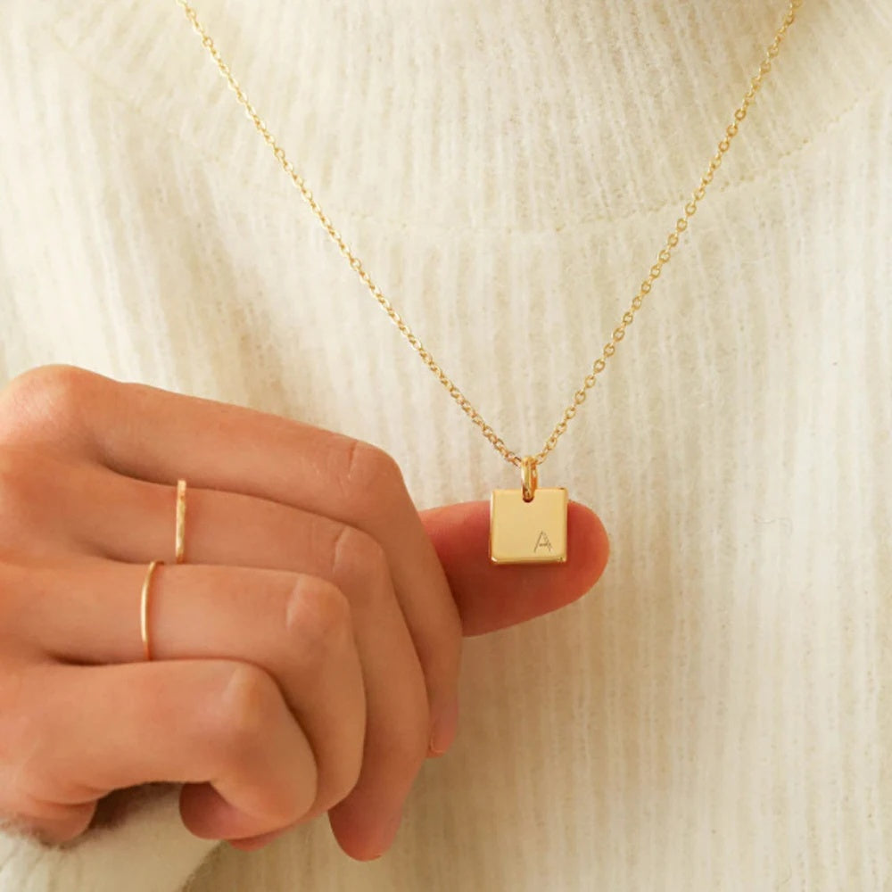 Mens Stainless Steel Gold-Plated Letter Initial Necklace For Women