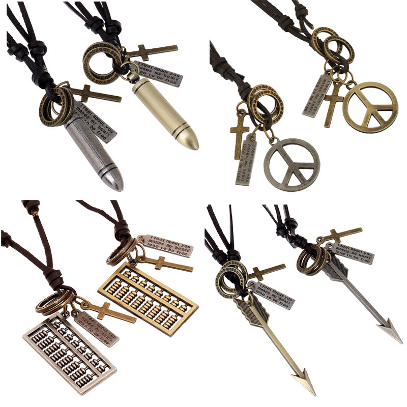 Hexagram Necklace Abacus Bullet Peace Pendant