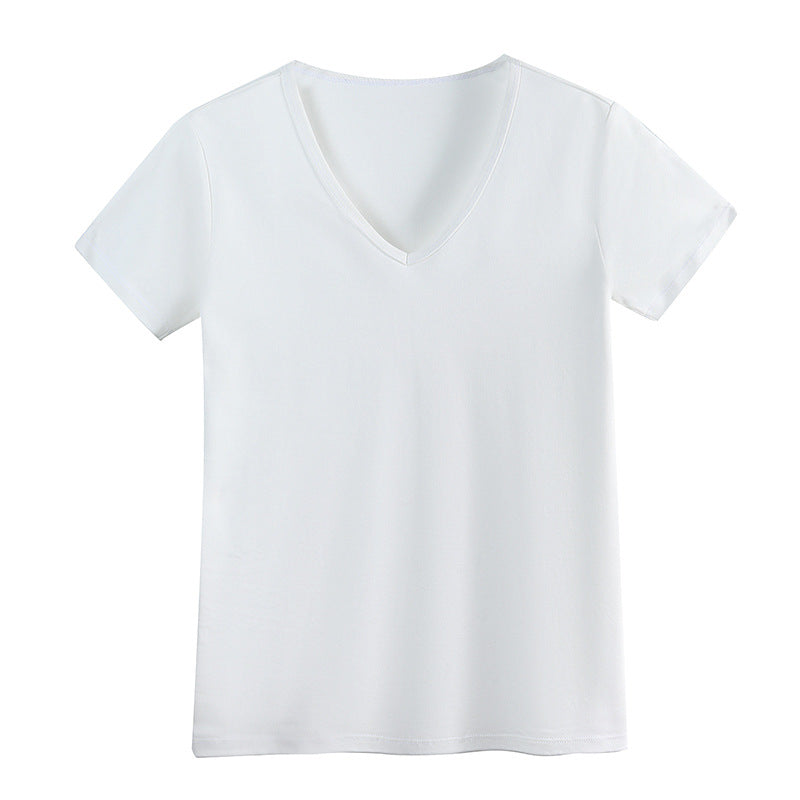 New Women's 100 Cotton V-neck Short-sleeve Top