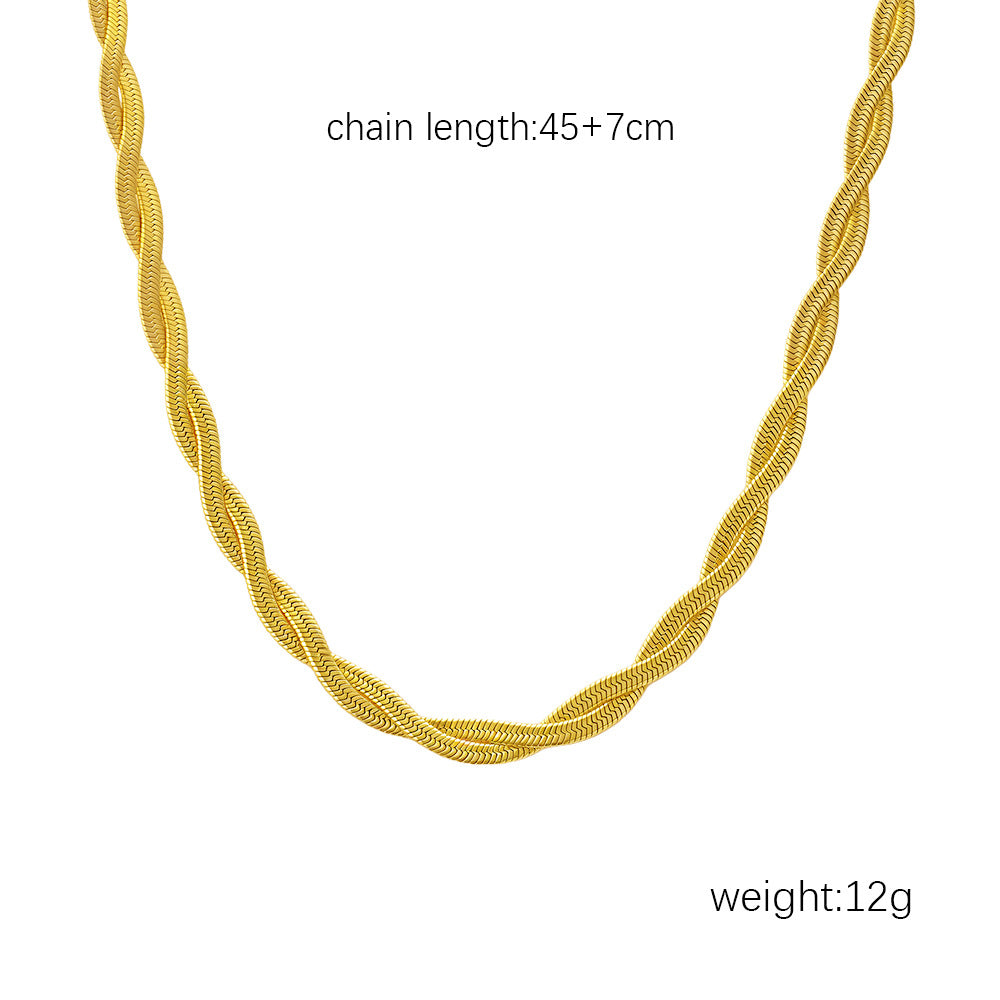 Stylish Braided Wrap Stainless Steel 18K Necklace