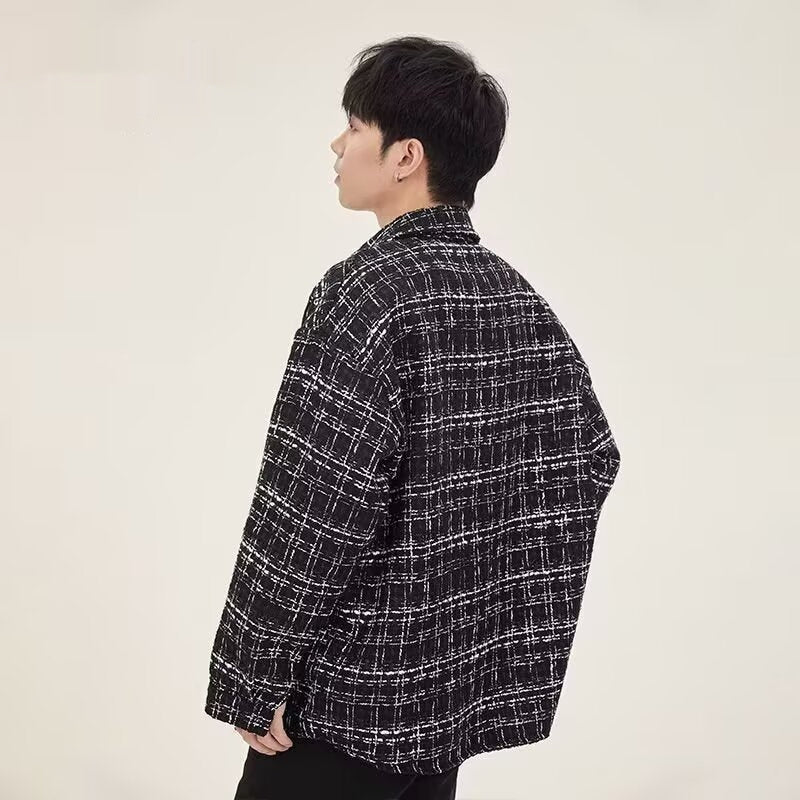 Men's Wool Plaid Lapel Jacket