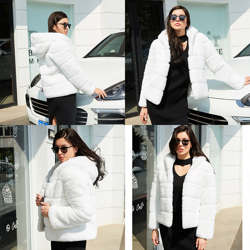 Giacca invernale spessa e calda in pelliccia sintetica