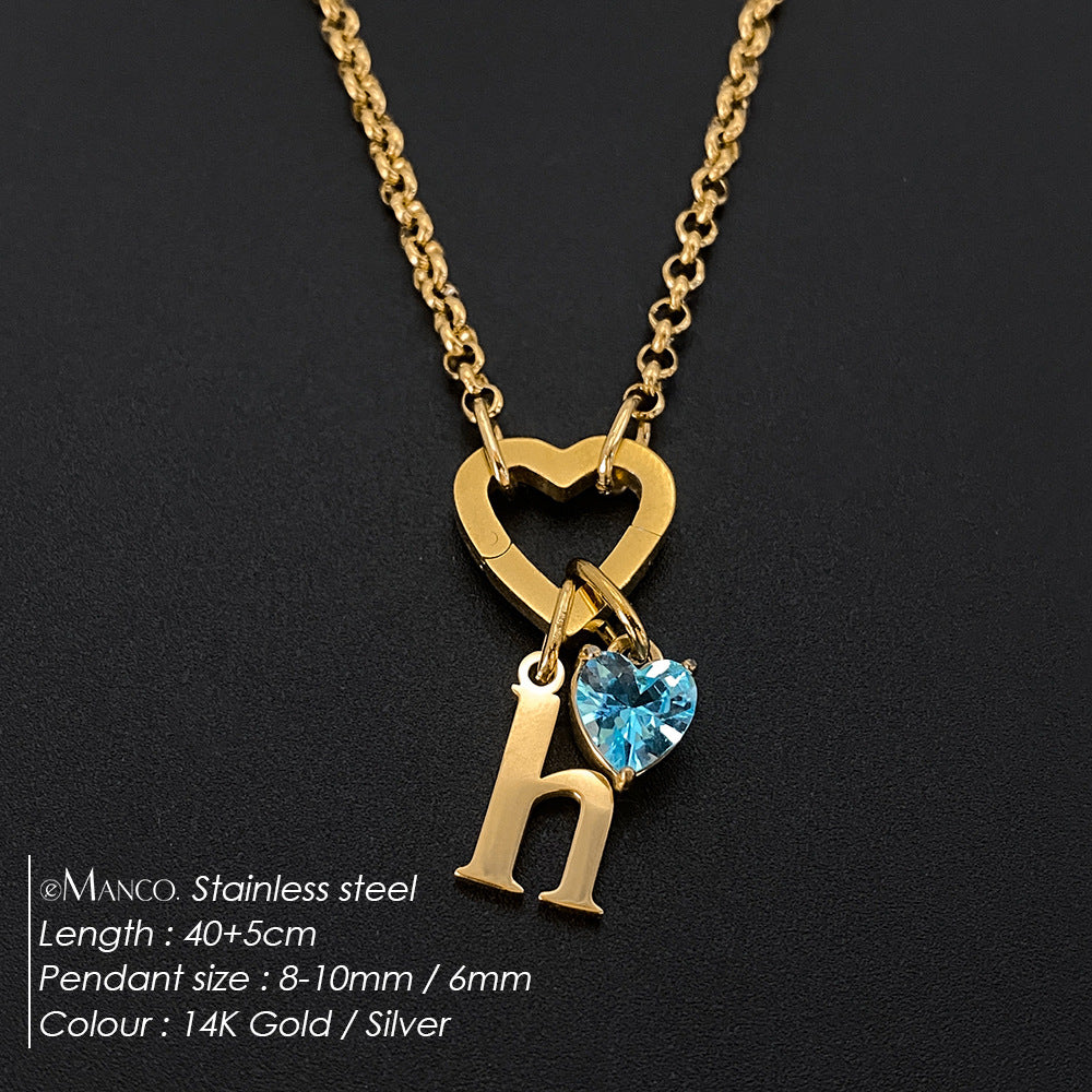 Titanium Steel Necklace With 26 English Letters That Does Not Fade And Is Washable