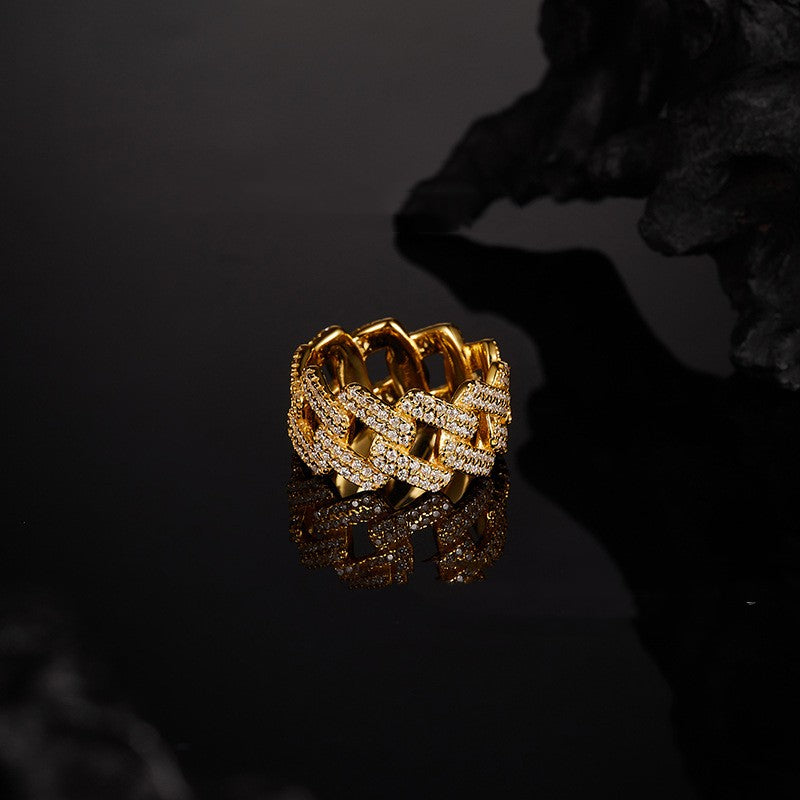 925 Silver Inlaid Moissanite Hip-Hop Full-Cover Ring