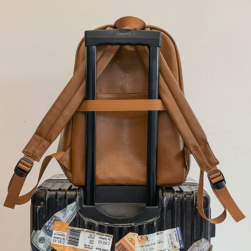 Forest-inspired Minimalist Large-capacity Soft-leather Backpack