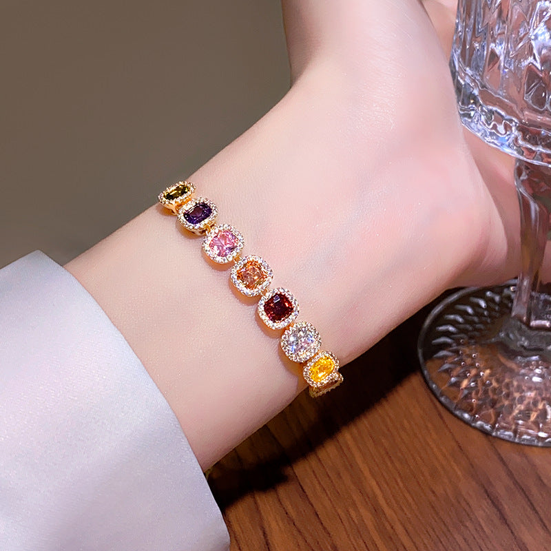 New Dopamine Colored Cubic Sugar Zircon Bracelet