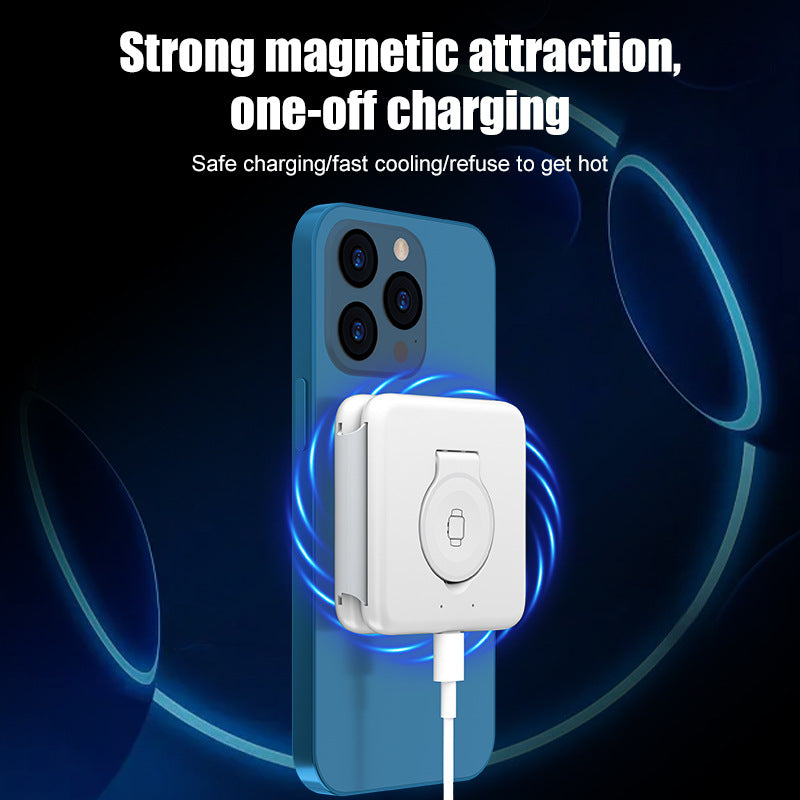 Caricabatterie wireless pieghevole con ventosa magnetica 3 in 1