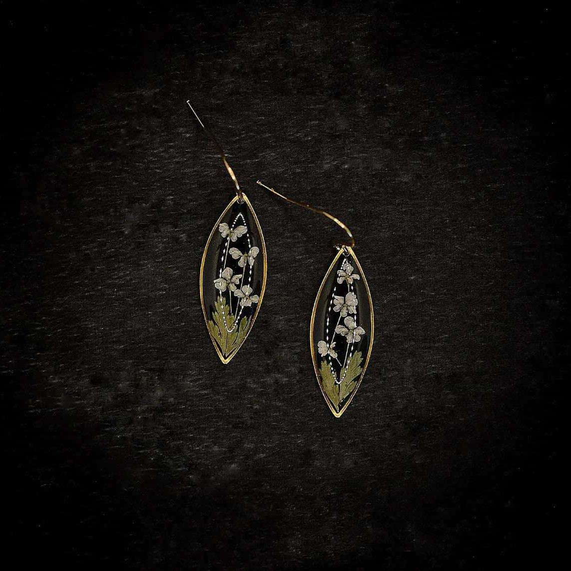 Europe And America New Epoxy Resin Real Flower Earrings