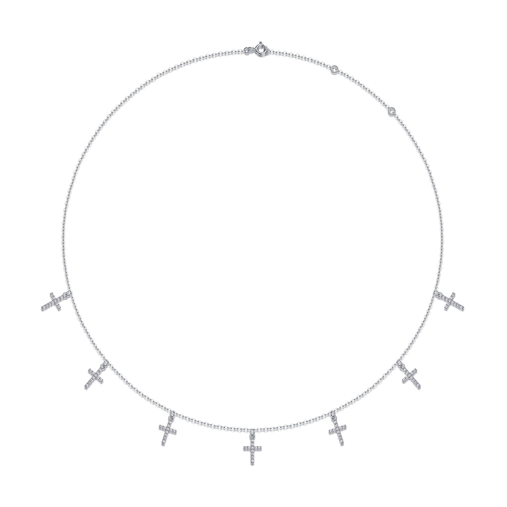 Holy Light Cross - A Fashionable And Light Luxury Jewelry Pendant Necklace Set With Top-quality Moissanite, S925 Silver Plated Platinum