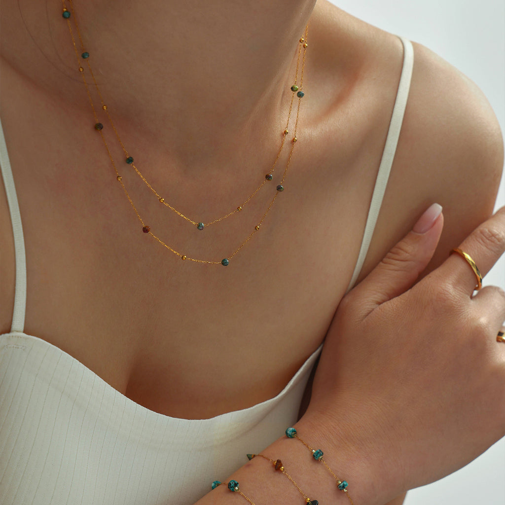 Handmade Beaded Necklace For Women Geometric Design