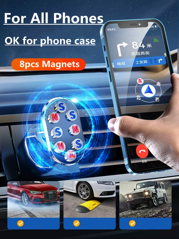 Supporto magnetico per telefono da auto in metallo girevole, pieghevole, universale, per telefono cellulare, supporto magnetico per bocchette dell'aria, supporto GPS